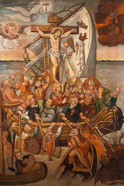 Spanish Colonial, Ship of Patience, 18th century, oil on canvas, collection of Carl & Marilynn Thoma.