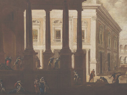 Agostino Tassi, Prospettiva architettonica con la Strage degli Innocenti