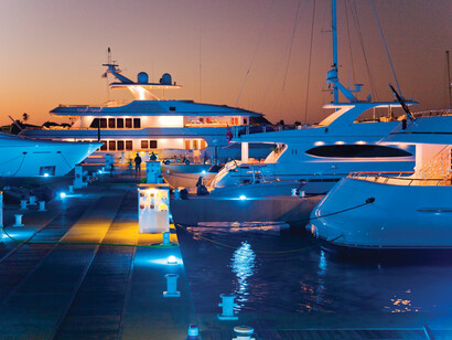 Yachts moored at the jetty