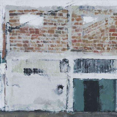 Philippe Cognée, Sao Paulo, le portail vert, 2013, Wax painting on canvas, 81 x 100 cm / 31 7/8 x 39 3/8 in. Courtesy Galerie Daniel Templon, Paris & Brussels