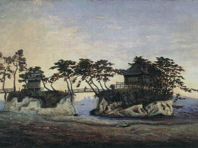 Takahashi Yuichi; detalle de «Matsushima godaido zu», vista de Matsushima daido (1848-1854)