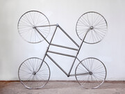 Ai Weiwei, Forever (Stainless Steel Bicycles in Silvery) Duo, 2013, Stainless steel bicycles in silvery, 66 x 57 3/4 x 7 in (168  x 147 x 18 cm), Edition of 10