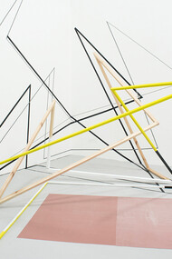 Andrea V Wright. Vertical Ascension, 2017. Steel, wood, paint, tape, latex rubber. Image courtesy of the artist.
