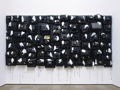 Nari Ward, Airplane Tears, 2005
Found television backs and napkins Dimensions variable, Image courtesy the artist and Lehmann Maupin, New York, and Hong Kong