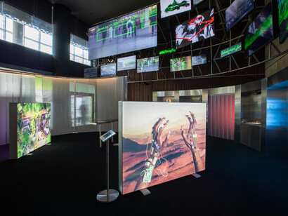 Various artists, Ai or nay? Artificial vs. intelligent, exhibition view. Courtesy of Media Majlis Museum