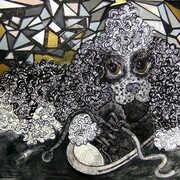 Irena Jurek, Puppy with shoe (the shadow of the dôme of pleasure), 2013, Pen and marker on paper, 11 x 14 in.