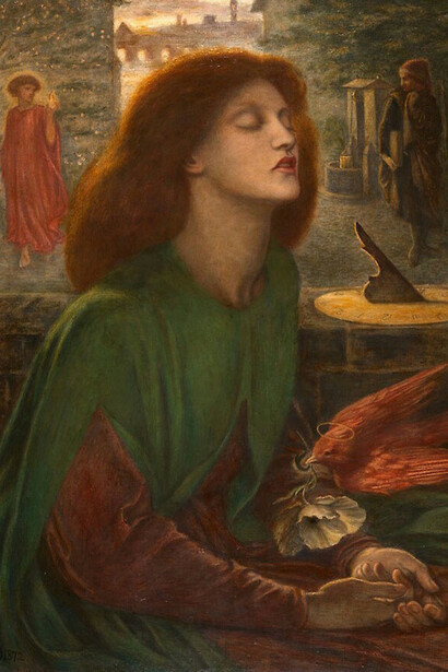 Dante Gabriel Rossetti; Beata Beatrix, 1872, Tate Britain, Reino Unido (detalle)