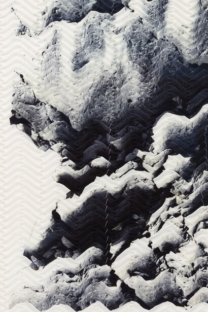 Alice Channer, Soft sediment deformation, four bodies (Crackington), 2020. Courtesy of Sutton Gallery