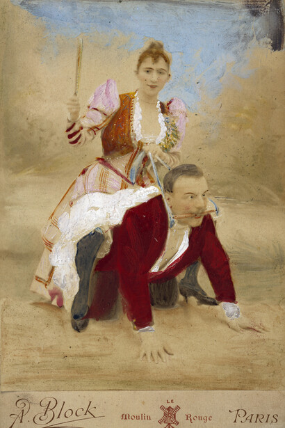 PP/KEB/E/6/5 Man on all fours in red jacket, woman riding him, Courtesy of Wellcome Library, London