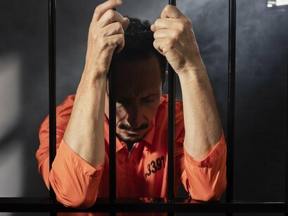 Behind cold steel bars, a figure in orange scrubs reflects the human cost of a society that confuses punishment with order and neglects the social roots of autonomy