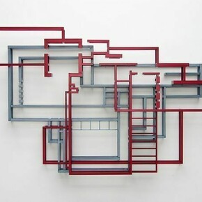 Don Gummer, Falling Water Over Broadacre 2006. Oil on wood, 52 x 84 x 10 inches