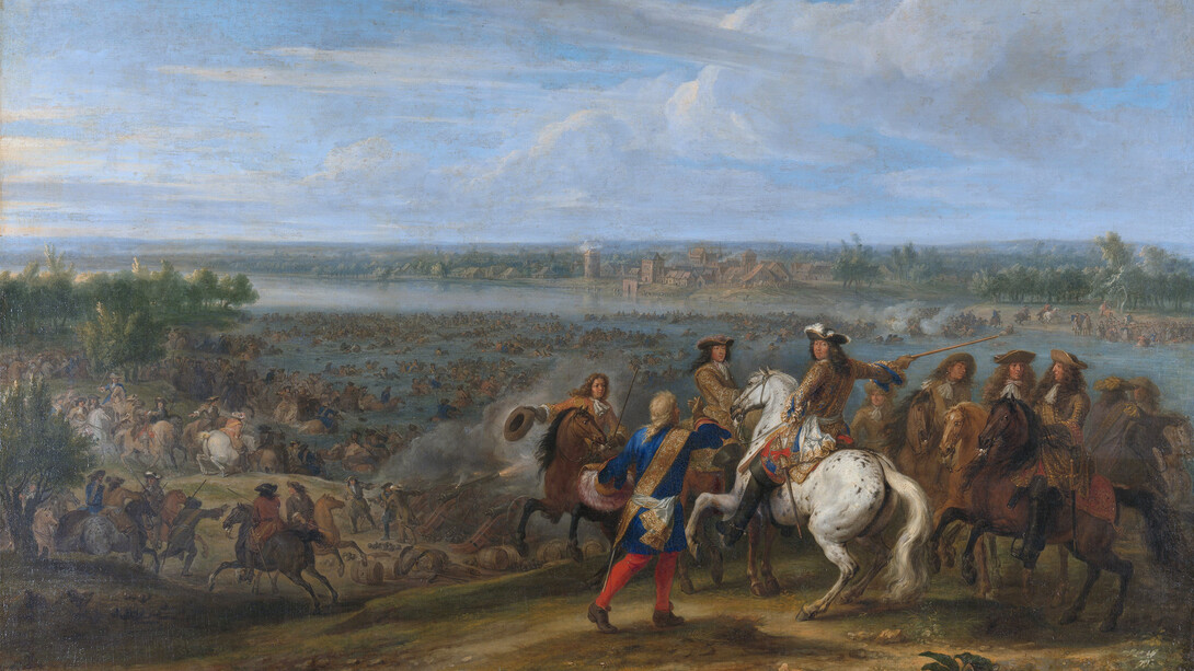 The Battle of Tolhuis, Louis XIV crosses the Lower Rhine at Lobith on 12 June 1672; Rijksmuseum Amsterdam, Netherlands