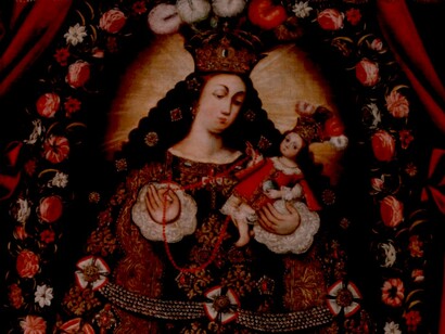 «Virgen del Rosario de Pomata» (detalle), anónimo de 1680