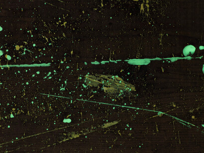 Ken Ikeda, Instrumental Drawing, 2017, oil and luminous paint on wood board dimensions variable, © IKEDA Ken