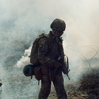 Julia Kochetova, A young recruit of the 92nd brigade during the training course at the shooting range, 2025. Courtesy of Foam 