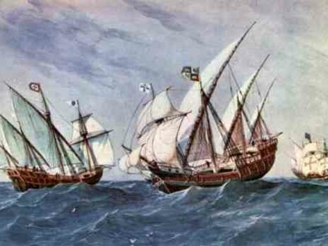 Barcos españoles atravesando el Atlántico