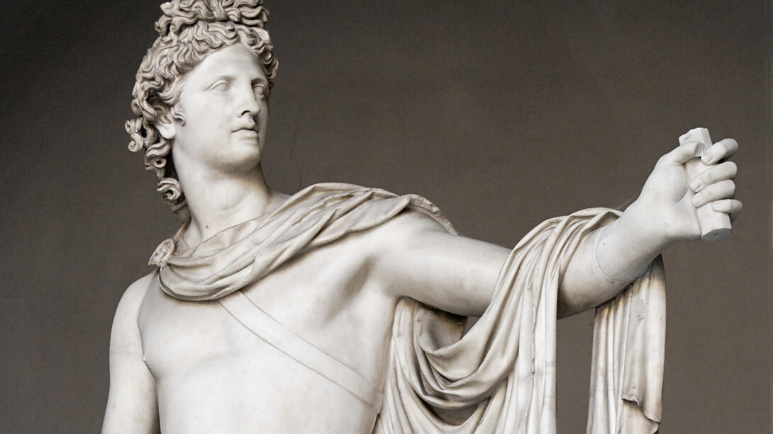 Der griechische Gott Apollo. „Apollo von Belvedere“ (ca. 15. Jh.), Giovanni Angelo Montorsoli. Marmorstatue (224X90X60 cm., 1,5-2,0 Tn.), Vatikanische Museen, Rom