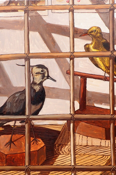 João Francisco, sem título, Uma grelha-a gaiola, 2015, óleo sobre tela, 60 x 50 cm
