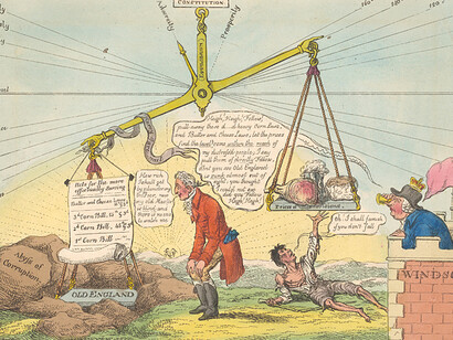 Charles William Stewart Vane, 3rd Marquess of Londonderry, Political balance- unexpected inspection- or a good old master takeing a peep into the state of things himself, December 1816. Courtesy of The National Gallery
