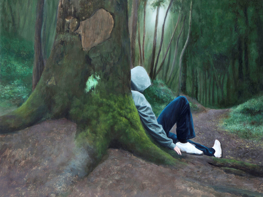 Patrick Redmond, Untitled (Seated figure), oil on canvas, mounted on panel, 40 x 48.5 cm