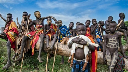 Young children of the Mursi tribe, Ethiopia