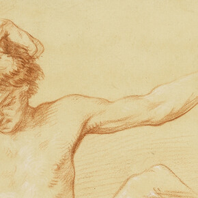 Michel-François Dandré-Bardon, Männlicher Halbakt mit ausgestrecktem linkem Arm (detail), um 1725. Courtesy of Staatsgalerie Stuttgart