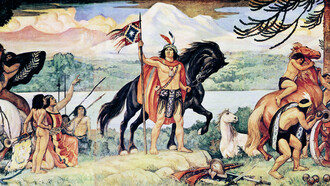 Tríptico de "El joven Lautaro" de Pedro Subercaseaux