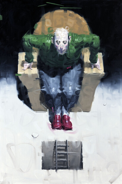 Wainer Vaccari, L'osservatore, 2014, olio su tela, 150 x 100 cm 