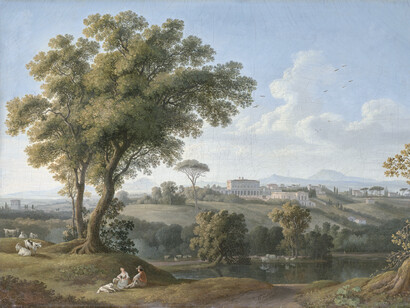 J.Ph. Hackert, Vista de Villa Albani en el campo a las afueras de Porta Pia, 1779, óleo sobre lienzo, Anhaltische Gemäldegalerie, Dessau-Roßlau