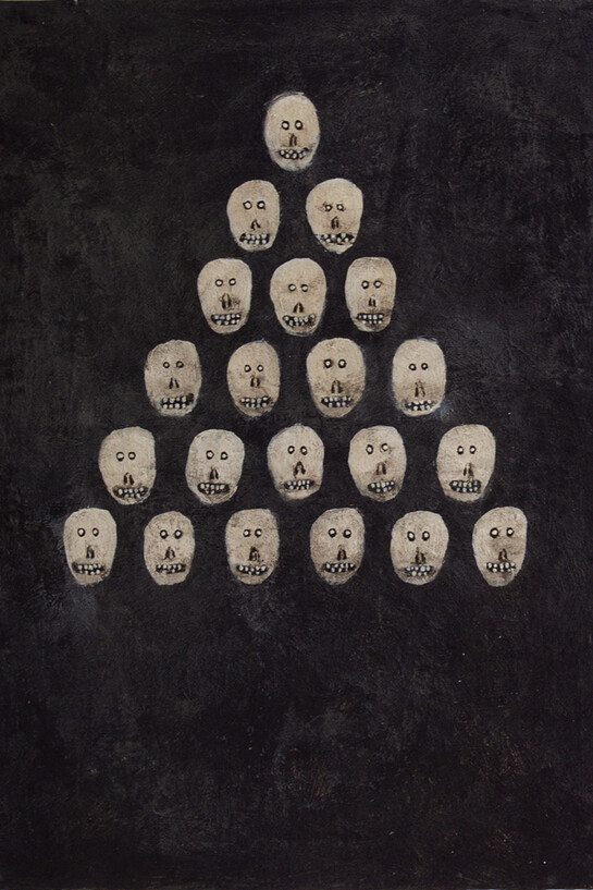 Scott Daniel Ellison, Village, 2014, Signed, titled, and dated in ink, verso, Acrylic on board, 14 x 11 inches