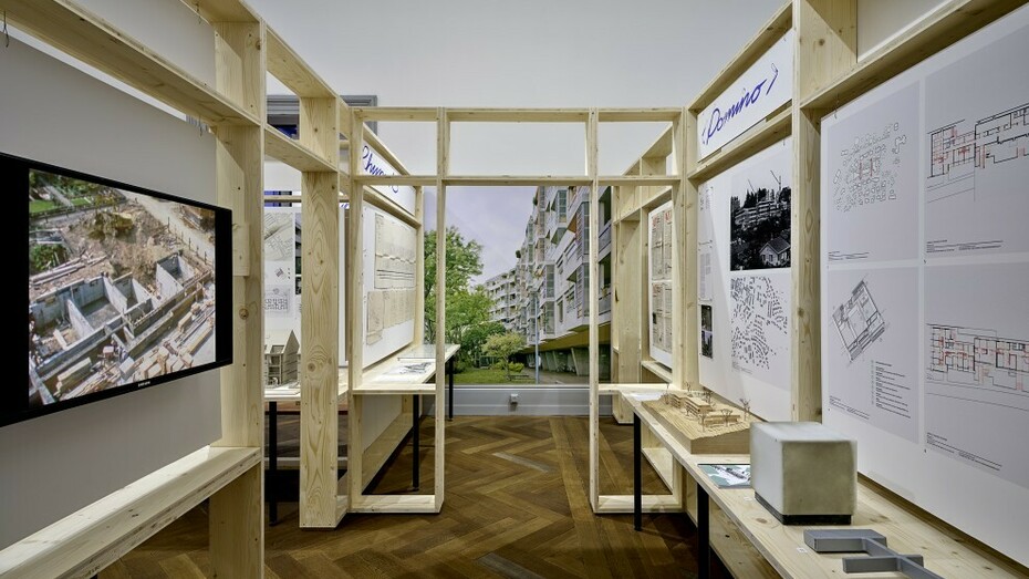 Wohnen fürs wohnen: schweizer wohnbaugenossenschaften als labor des zusammenlebens, ausstellungsansicht. Mit freundlicher genehmigung des S AM Swiss Architecture Museum
