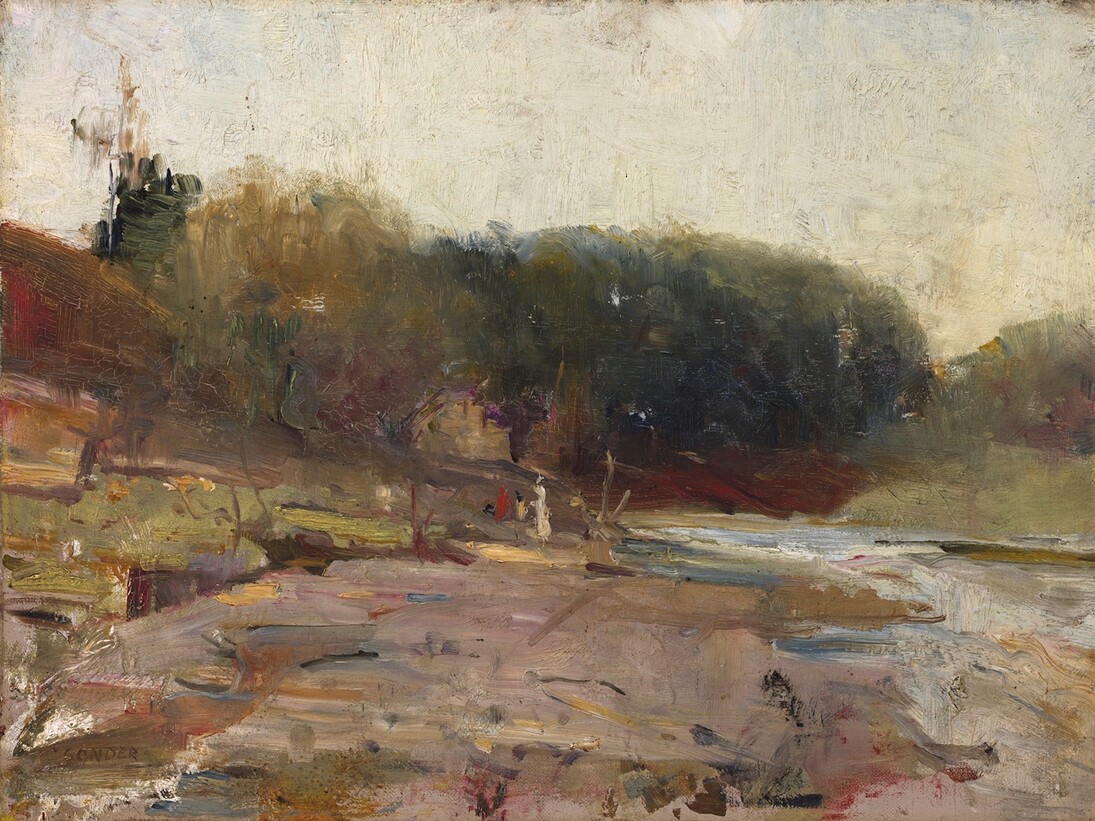On the River Yarra, near Heidelberg, Victoria
Charles Conder about 1890, Oil on canvas 30.4 x 40.7 cm. Art Gallery of New South Wales, Sydney Jean Cameron Gordon Bequest Fund in memory of her mother Mary Gordon 2002