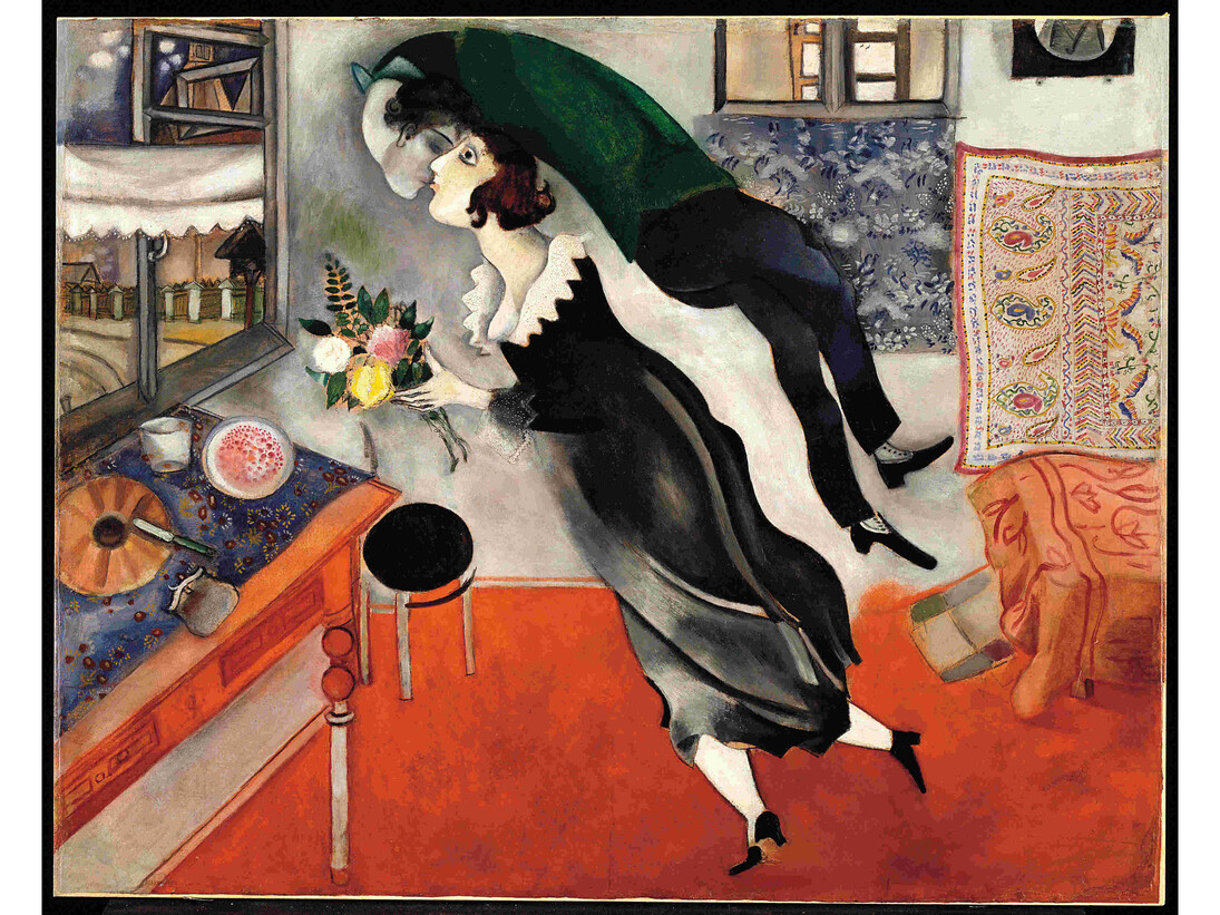 Marc Chagall Il compleanno 1915, olio su cartone The Museum of Modern Art, New York. Acquired through the Lillie P. Bliss Bequest, 1949 © 2014. Digital image, The Museum of Modern Art, New York/Scala, Firenze © Chagall ®, by SIAE 2014