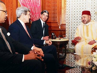 King Mohammad VI with John Kerry and Dwight Bush, Casablanca, Morocco, 2014