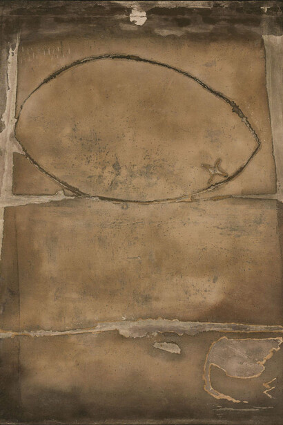 Antoni Tàpies; Gran oval (Gran óvalo), 1955, Museo de Bellas Artes de Bilbao, España (detalle)