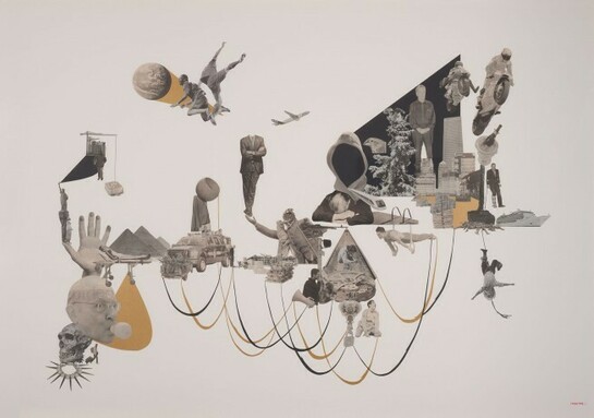 Jonathan Hernandez, Rongwrong XXIV, 2010
Newspaper collage on cardboard. 61 x 87 1/2 inches, Collection Pérez Art Museum Miami, museum purchase with funds provided by PAMM’s Collectors Council © Jonathan Hernandez Photo credit: Sid Hoeltzell