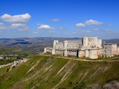 Crac de los Caballeros, un castillo cruzado en Siria, uno de los castillos medievales conservados más importantes del mundo.