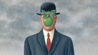 René Magritte, El hijo del hombre (1964). El rostro oculto tras la manzana evoca el anonimato del Dasein, el “hombre en tanto que ente real” que Heidegger sitúa ante las preguntas radicales del ser