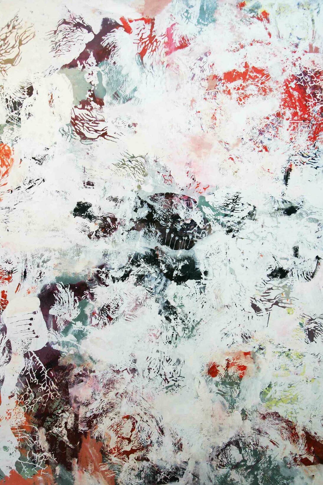 Amélie Ducommun, Sensitive Water Mapping #70, 2016, Mixed media on canvas, 195 x 130 cm. Courtesy of Gallery Elena Shchukina