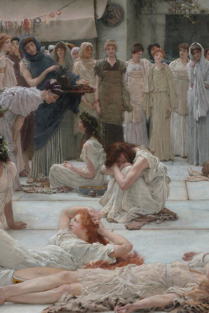 Lawrence Alma-Tadema, Las mujeres de Anfisa (detalle), c. 1887
