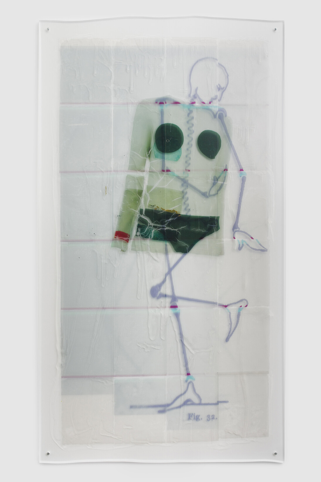 Sara Greenberger Rafferty, Untitled, 2014, acrylic polymer and inkjet prints on acetate on Plexiglas, and hardware, Irregular: 72 x 40 1/2 x 1/2 inches (182.9 x 102.9 x 1.3 cm)