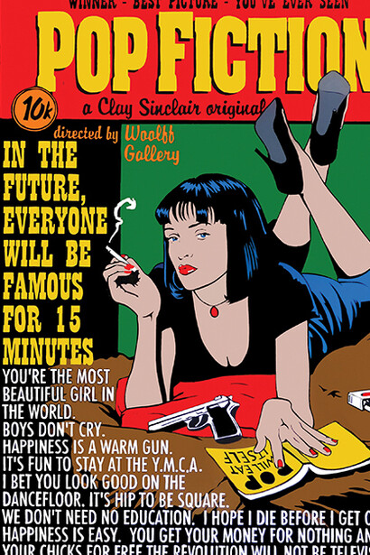 Clay Sinclair, pop fiction,125 x 100cm, acrylic on perspex