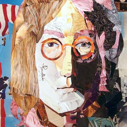 Daria Usova, John Lennon, the first work Daria produced in her "Pieces Art" technique, 2003, detail. Courtesy Daria Usova