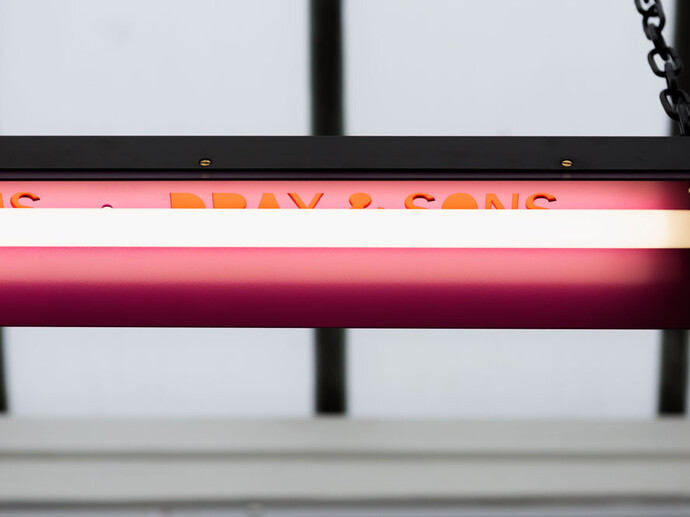 Natalie Dray, Infrared Fuchsia, 2015, Lamp holder, Ruby Jacketed Lamp,Ceramic Connector,1.5mm 3 core butyl flex, M20 Cable Gland, Rugged Plug Top, Powder coated Steel, Stainless steel + universal burning position, 1500W. Image courtesy the artist and Cell Project Space, London. Photo: Mariell Amélie