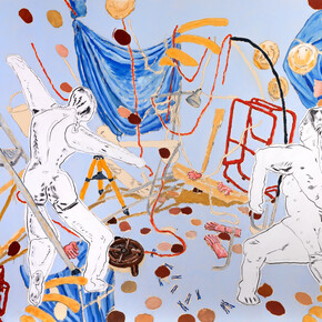 Léonard Martin, Danse Zabriskie V, 2023. Oil and acrylic on canvas, 171 × 219 cm, 67 1/4 × 86 1/4 in. © Courtesy Templon, Paris