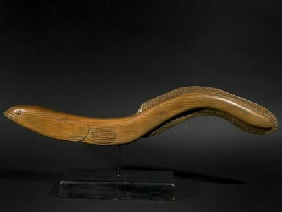 Albert Hoffman, Untitled (Eel) , ND, yellow spruce, 11 x 30 x 5 inches (27.9 x 76.2 x 12.7 cm)