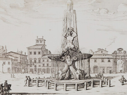 G. B. Falda, fontana di piazza Barberini, sec. XVII, Roma, Italia