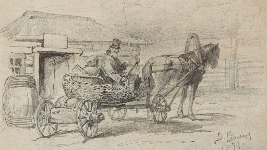  V.M. Vasnetsov, Two men in a four-wheeled cart, 1871. Courtesy of Tretyakov Gallery