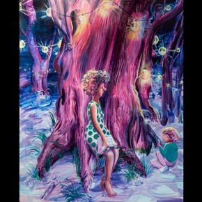 Hilary Doyle, Venus and Cupid, 2023, acrylic on canvas, 48x60 inches. Courtesy of the artist and Dinner Gallery, NYC