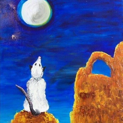 Marianne Fernandez, Howling Opossum, Oil on Canvas, 31" x 30"